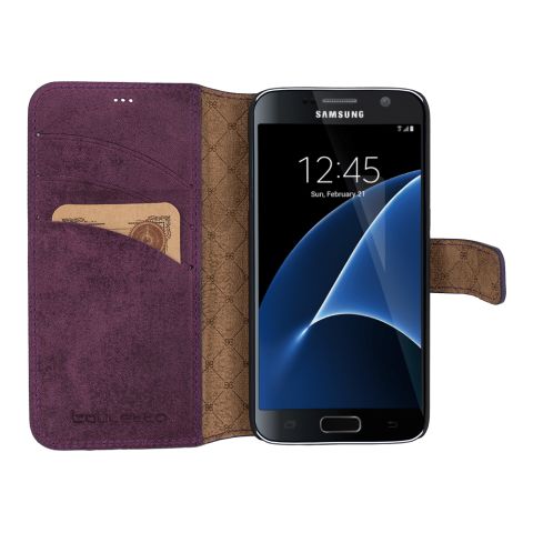 Wallet Case Samsung Galaxy S7 Leather Folio Case with Wrist Strap