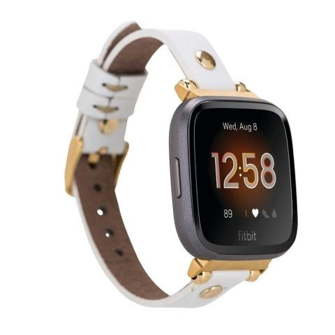 Ferro Leather Fitbit Watch Band with Gold Trok