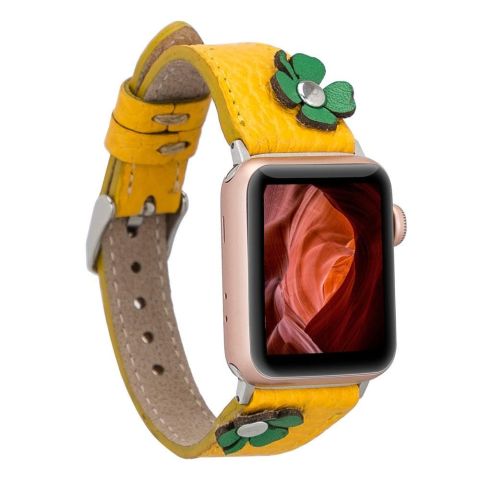 Flower Slim Hakiki Deri Apple Watch Kordonu