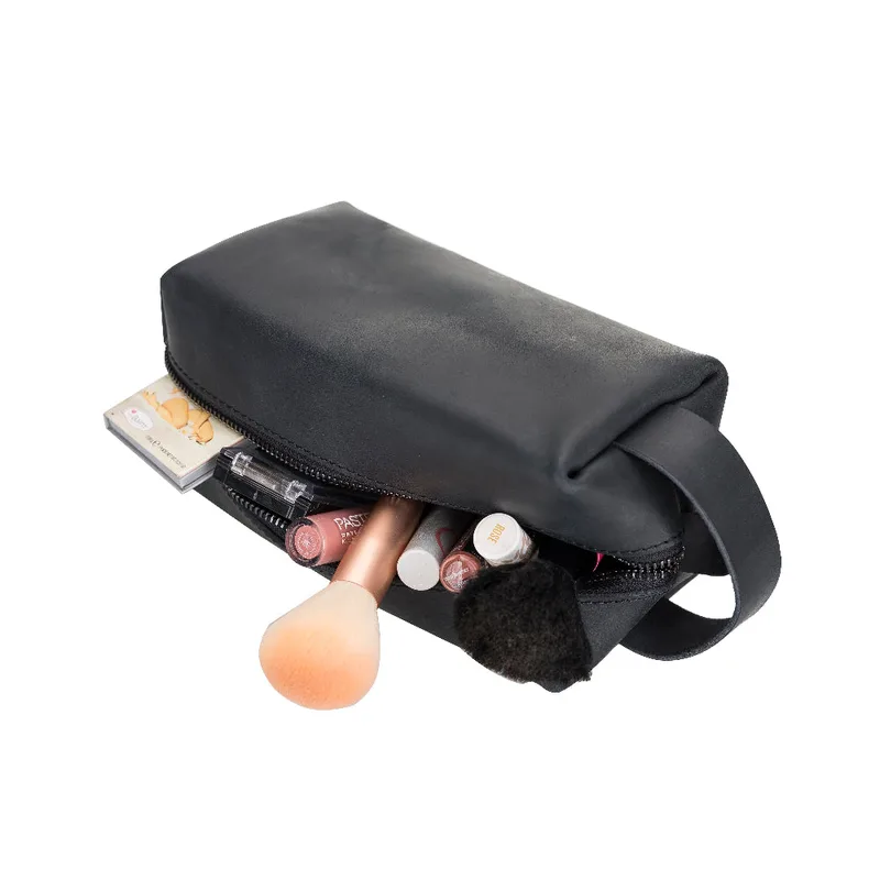 Eve Leather Dopp Kit, Small, Slate, Genuine leather
