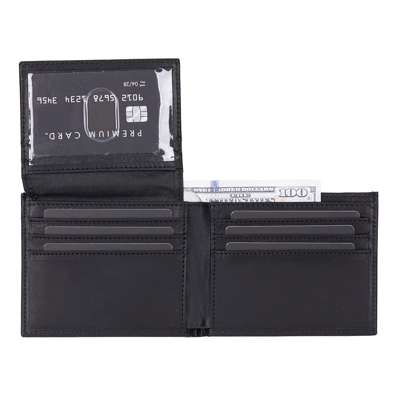 Zeus Leather Men's Wallet, Jet Black, Genuine leather