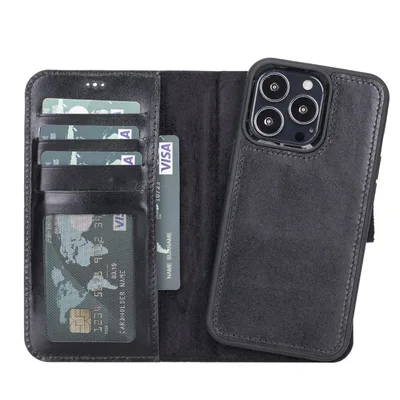 Magic iPhone 13 Pro Max Detachable Leather Wallet Case, Black, Genuine leather (Image 7)