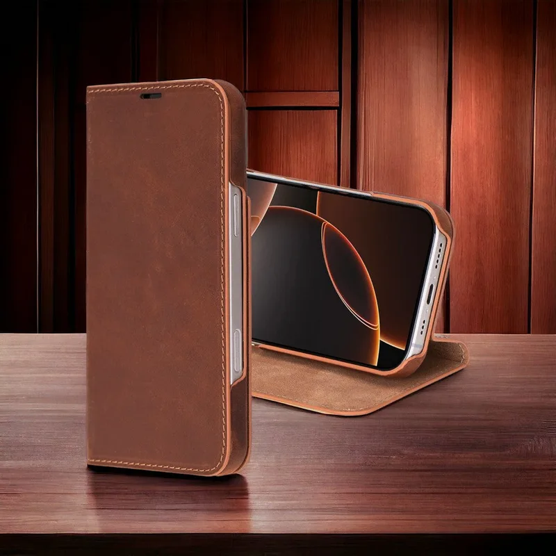 Sonat Leather iPhone 16 Pro Folio Case, Genuine leather