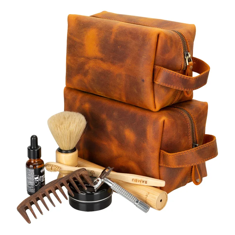 Eve Leather Dopp Kit, X Large, Sandy Goldenrod, Genuine leather